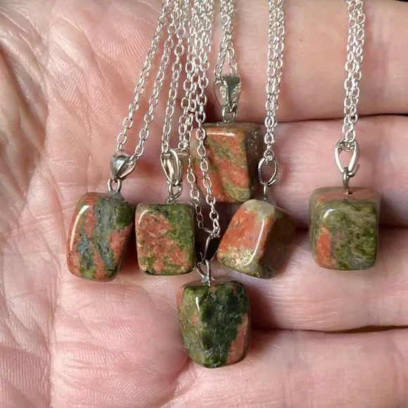 Genuine Unakite Stone Pendant and Necklace J4 - Picture 2 of 8